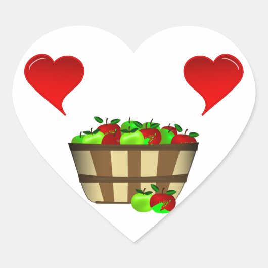 Apple Basket-Liebe Herz-Aufkleber (Vorderseite)