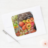 Apple Basket Lob und Erntedank Napkin Quadratischer Aufkleber (Umschlag)