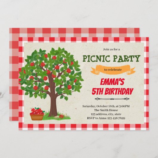 Apple-Baum-Geburtstagsfeier Einladung (Vorne/Hinten)