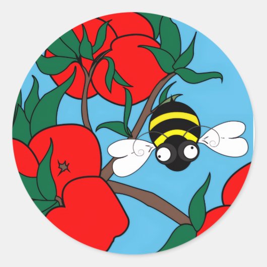 Apple Bee Round Sticker (Vorderseite)