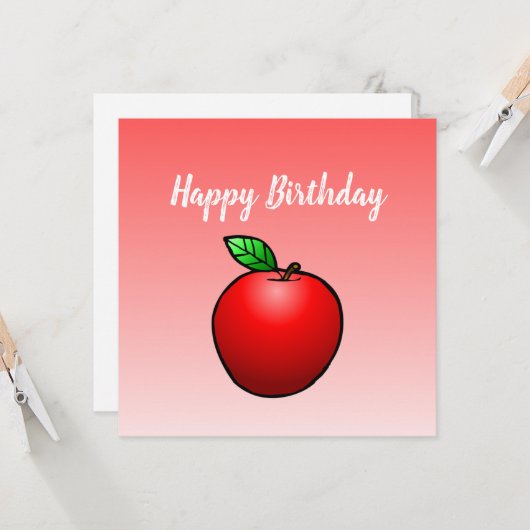 Apple Birthday Card Karte (Vorderseite/Rückseite Beispiel)