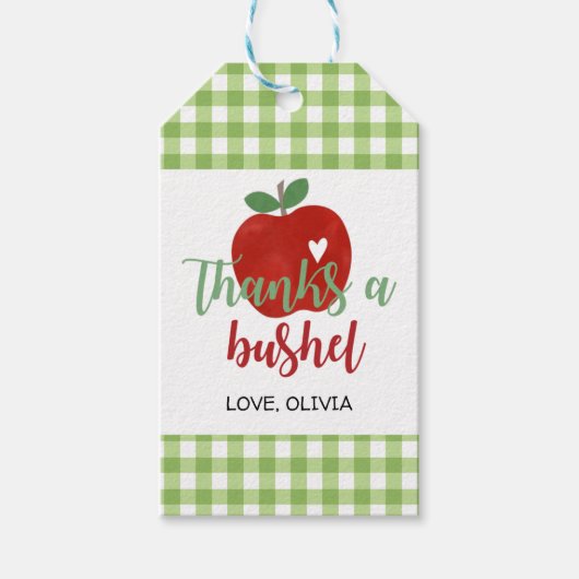 Apple Birthday Dank an Bushel Favor Geschenktag Geschenkanhänger (Vorderseite)