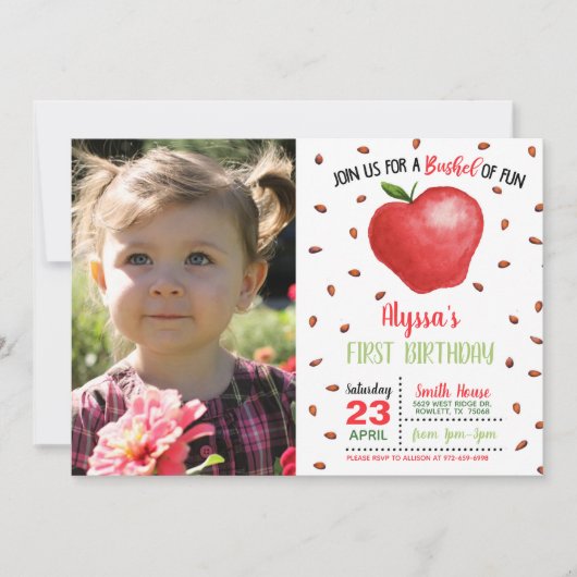 Apple Birthday Einladung mit Foto (Vorderseite)