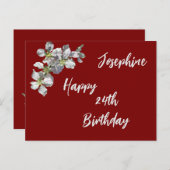 Apple Blossom auf Deep Red Namens und Alter Geburt Postkarte (Vorne/Hinten)