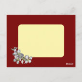 Apple Blossom auf Deep Red Namens und Alter Geburt Postkarte (Rückseite)