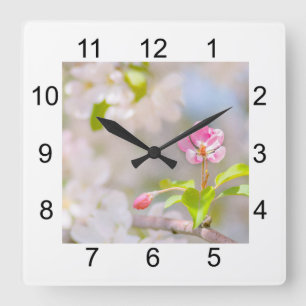 Apple blossom - Beauty Quadratische Wanduhr