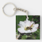 Apple Blossom & Bee Macro Photo | Acrylic Keychain Schlüsselanhänger (Vorderseite)