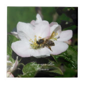 Apple Blossom & Bee Macro Photo | Ceramic Tile Fliese (Vorderseite)