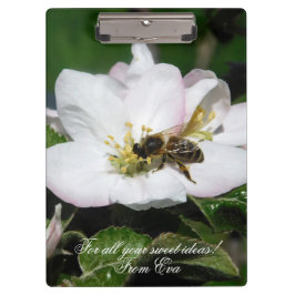 Apple Blossom & Bee Macro Photo | Custom Clipboard Klemmbrett