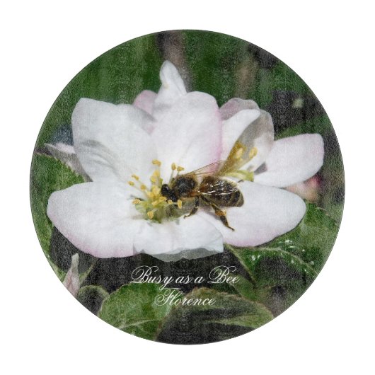Apple Blossom & Bee Macro Photo | Cutting Board Schneidebrett (Vorderseite)