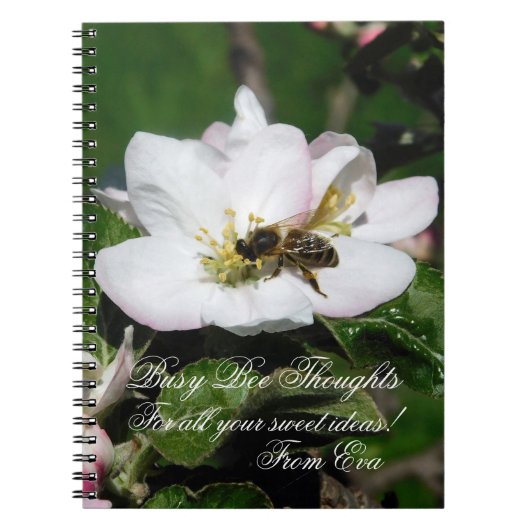 Apple Blossom & Bee Macro Photo | Personalized Nam Notizblock (Vorderseite)