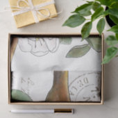 Apple Blossom Branch Bee Französisch Script Decoup Seidenpapier (Geschenk)