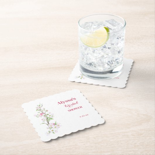 Apple Blossom Brautparty Personalisiert mit Datum Untersetzer (Vor Ort)