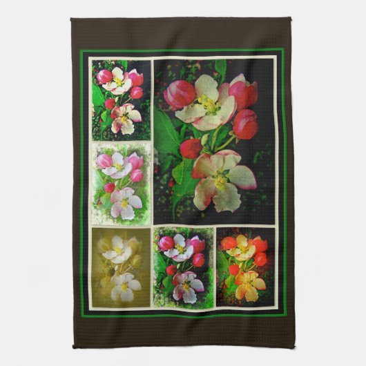 Apple Blossom Collage - Verbessertes digitales Fot Küchentuch (Vertikal)