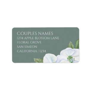 Apple Blossom Grün-Weiß-Blume Hochzeit Adressaufkleber