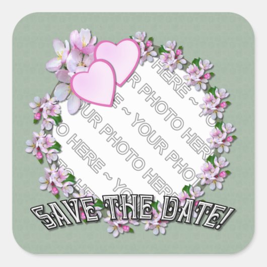 APPLE BLOSSOM ~ Hinzufügen eines Fotos ~ Square St Quadratischer Aufkleber (Vorderseite)