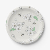 Apple Blossom Honey Bee Ivory White Pappteller (Vorderseite)