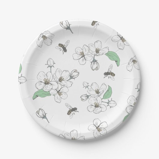 Apple Blossom Hummel Weißes Party Pappteller (Vorderseite)