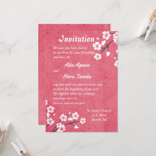 Apple Blossom Japanischer Hochzeitsempfang Einladung