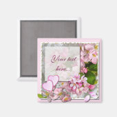 Apple Blossom und Herz fügen Ihren eigenen Text hi Magnet (Vorderseite/Rückseite)