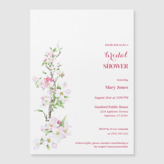 Apple Blossom Vollständig anpassbares Brautparty Magneteinladung (Vorderseite)