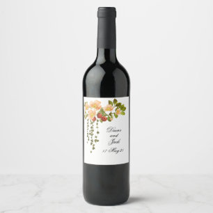 Apple Blossom Wasserfarbenstems Hochzeit Weinetikett