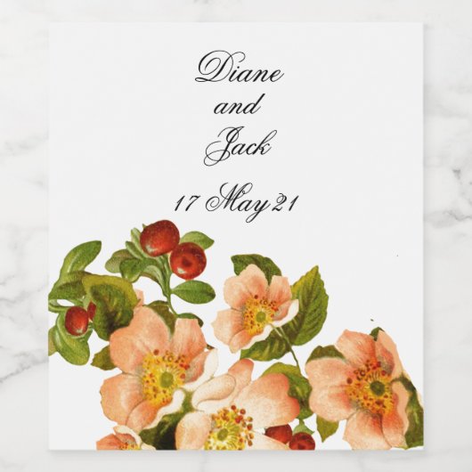 Apple Blossom Wasserfarbenstems Hochzeit Weinetikett (Einzelnes Label)