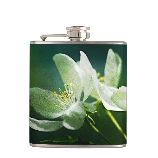 Apple Blossom - zwei Blume Flachmann (Vorderseite)
