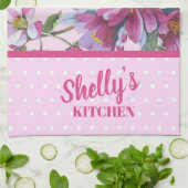 Apple Blossoms and Pink Polka Dots Kitchen Towel Geschirrtuch (Gefaltet)