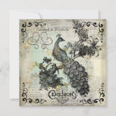 Apple blüht Peacock Hochzeit Einladung (Vorderseite)