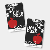 Apple Blühte Klassenzimmer Lehrer Hall Pass Ausweis (Vorder- & Rückseite)