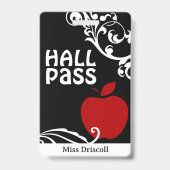 Apple Blühte Klassenzimmer Lehrer Hall Pass Ausweis (Rückseite)