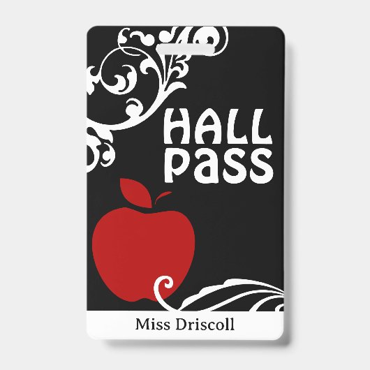 Apple Blühte Klassenzimmer Lehrer Hall Pass Ausweis (Vorderseite)