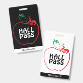 Apple Blühte Klassenzimmer Lehrer Hall Pass Ausweis (Vorder- & Rückseite)