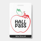 Apple Blühte Klassenzimmer Lehrer Hall Pass Ausweis (Rückseite)