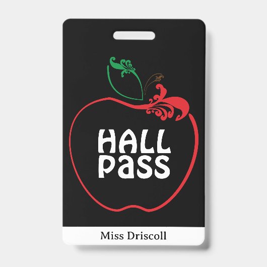 Apple Blühte Klassenzimmer Lehrer Hall Pass Ausweis (Vorderseite)