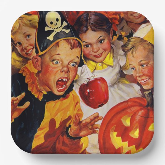Apple Bobbing Gefahren | Funny Kids | Halloween Pappteller (Vorderseite)