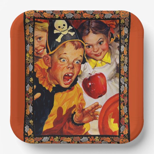 Apple Bobbing Gefahren Pappteller (Vorderseite)