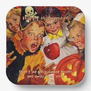 Apple Bobbing Gefahren   Süße Zähne   Halloween Pappteller