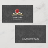 Apple & Book Chalkboard Hintergrundlehrer Visitenkarte (Vorne/Hinten)