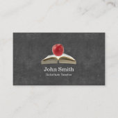 Apple & Book Chalkboard Hintergrundlehrer Visitenkarte (Vorderseite)