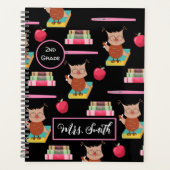Apple Books Owl Pen Muster Lehrer Black Planner Planer (Vorderseite)
