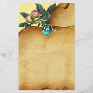 APPLE BRANCH, Pergament Blue Gemstone Monogram Briefpapier