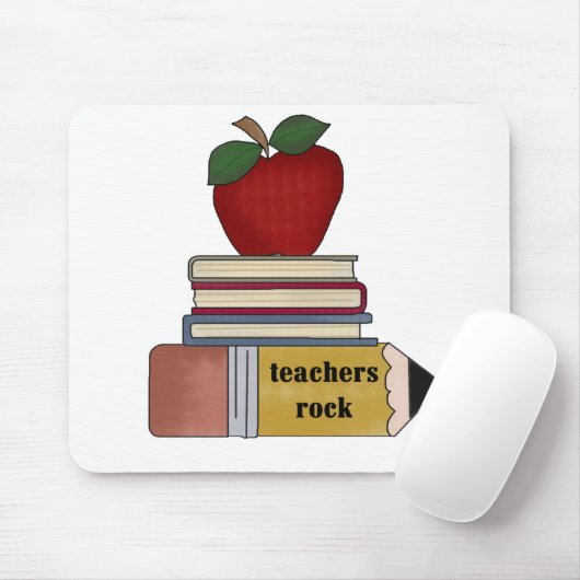 Apple, Bücher, Bleistift-Lehrer-Felsen Mousepad (Mit Mouse)