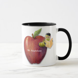 Apple-Bücherwurm-kundengerechter Name oder Tasse