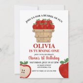 Apple Bushel of Fun 1. Geburtstag Einladung (Vorderseite)