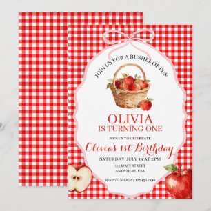 Apple Bushel of Fun 1. Geburtstagseinladung Einladung