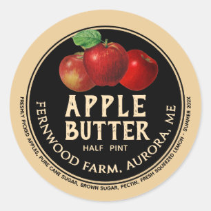 Apple Butter Jam Sauce Jelly Label Runder Aufkleber