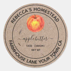 Apple Butter Kraft Papier Canning Jar Labels Runder Aufkleber