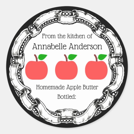 Apple Butter Label personalisieren Runder Aufkleber (Vorderseite)